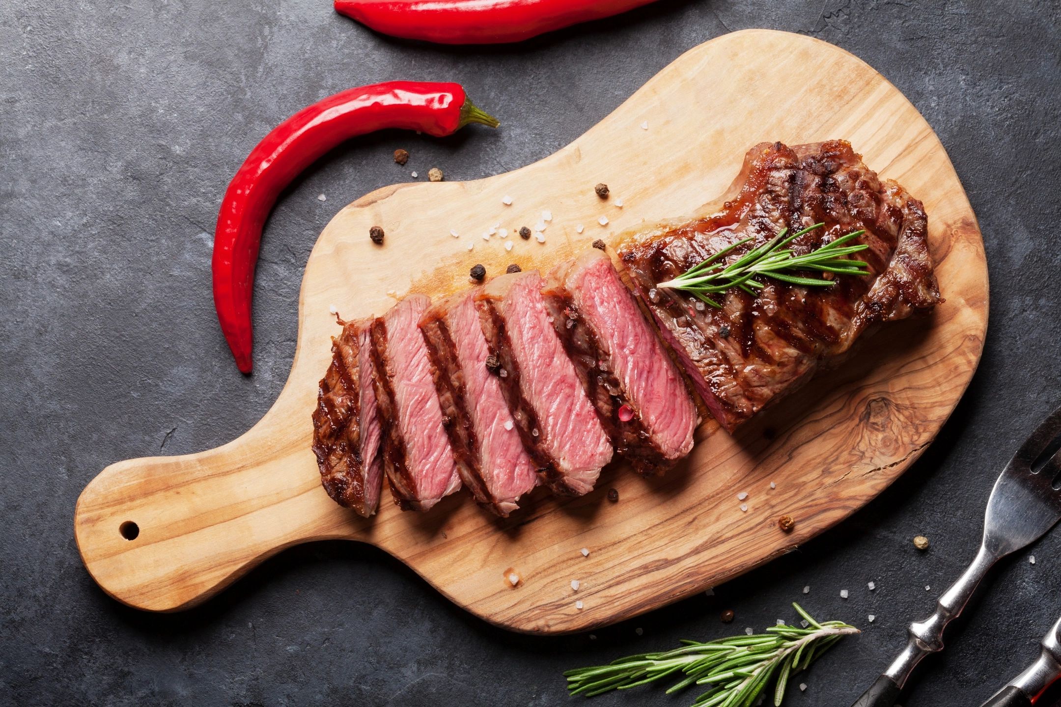 Steak on a wooden board